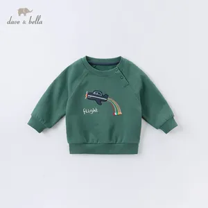 DBX14609 dave bellaОсенняя красивая футболка с рисунком для маленьких мальчиков; Детские топы для мальчиков; Модные детские футболки