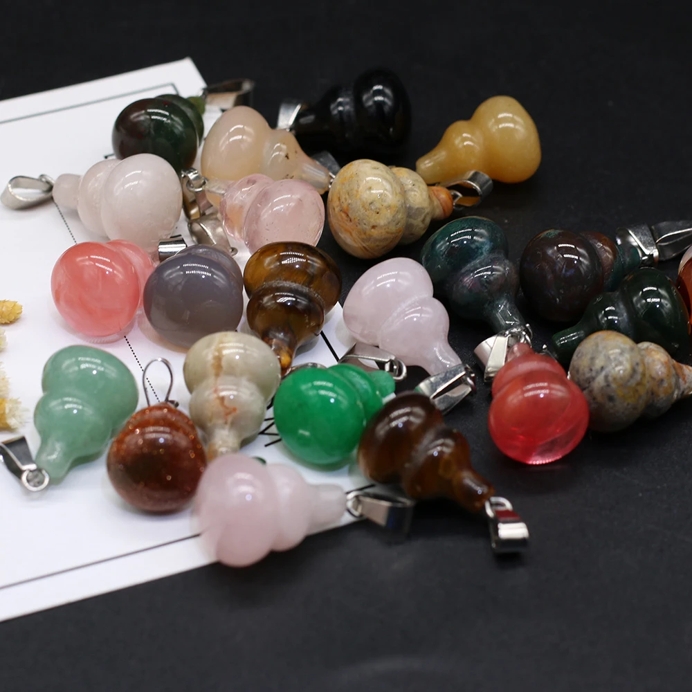 

New Fashion Natural Stone Agate Pendant Rose Quartz Tiger Eye Opal Charms DIY Jewelry Making Necklace Earring Bracelet 12pcs/lot