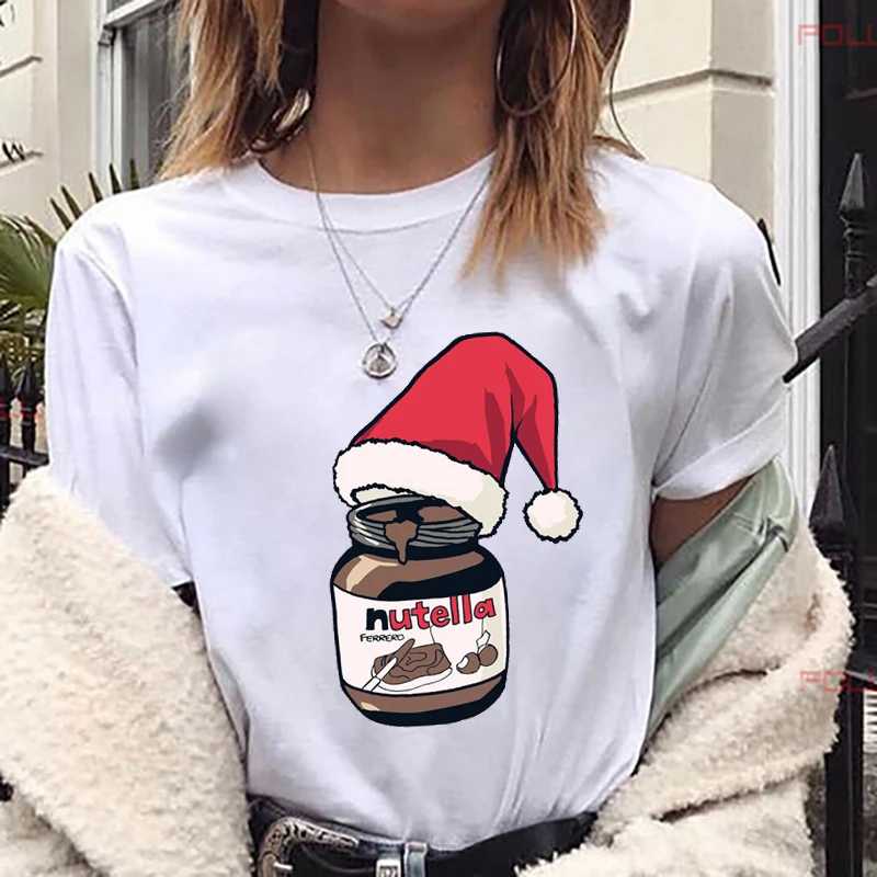 

Милая мультяшная футболка для девочек 90-х годов, футболка с принтом Нутеллы, Женская милая модная графическая футболка в стиле Харадзюку, ко...