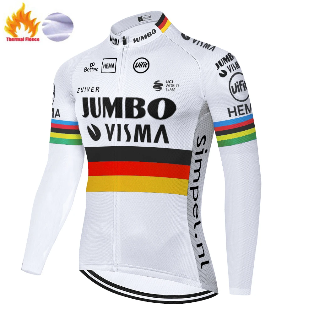 2020 JUMBO VISMA длинный рукав Велоспорт Джерси зимний термальный флис camisa de ciclismo