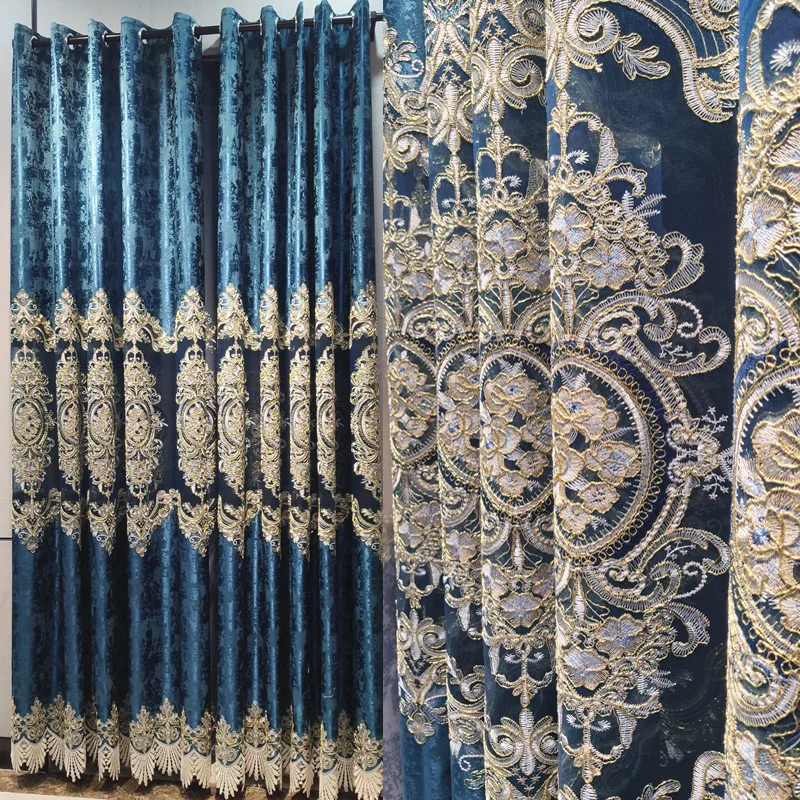 

Жаккардовые занавески с вышивкой, в европейском стиле, для гостиной, спальни, светонепроницаемые занавески, готовый продукт на заказ, новин...