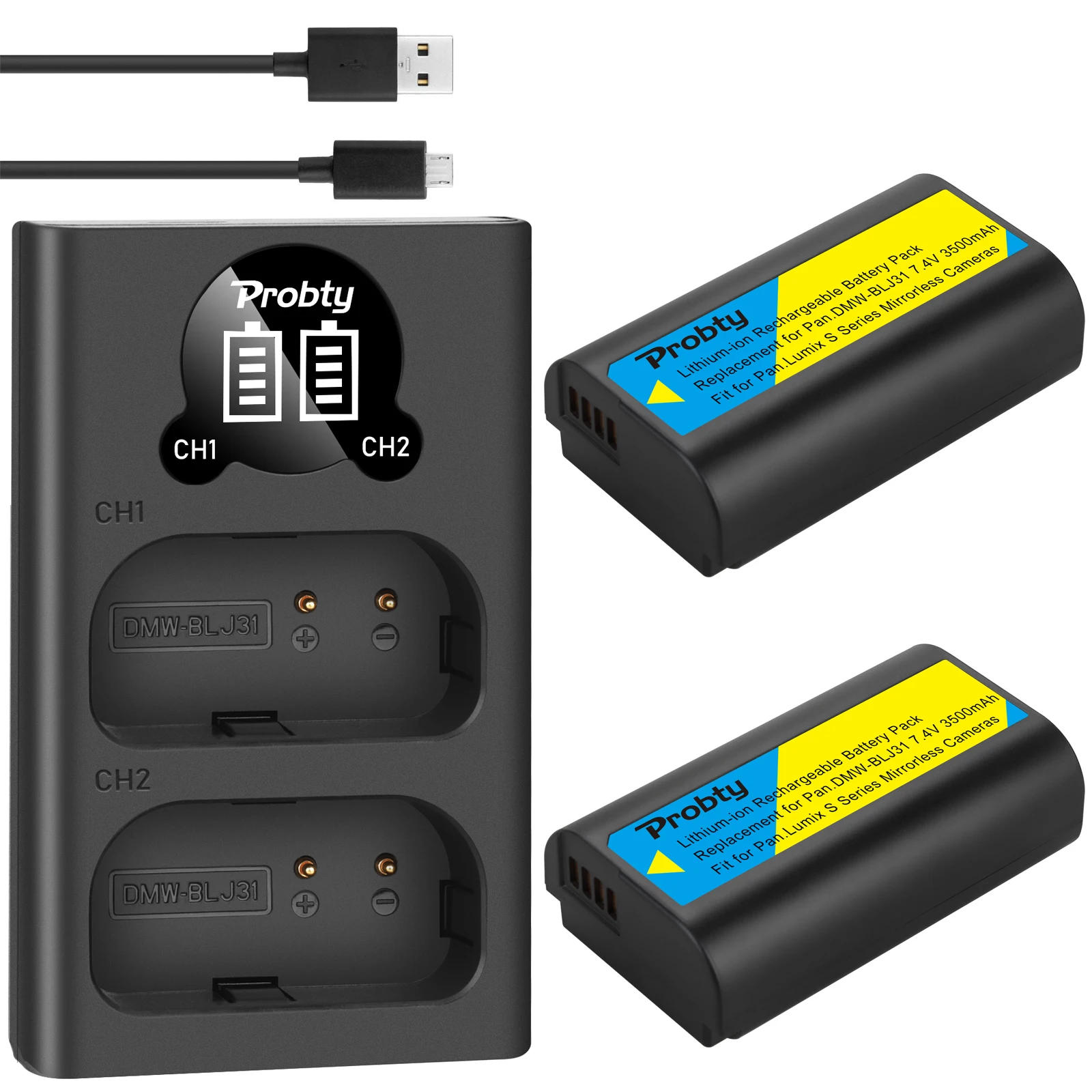 PROBTY DMW BLJ31 ДМВ Батарея + ЖК дисплей USB Dual Зарядное устройство для цифрового