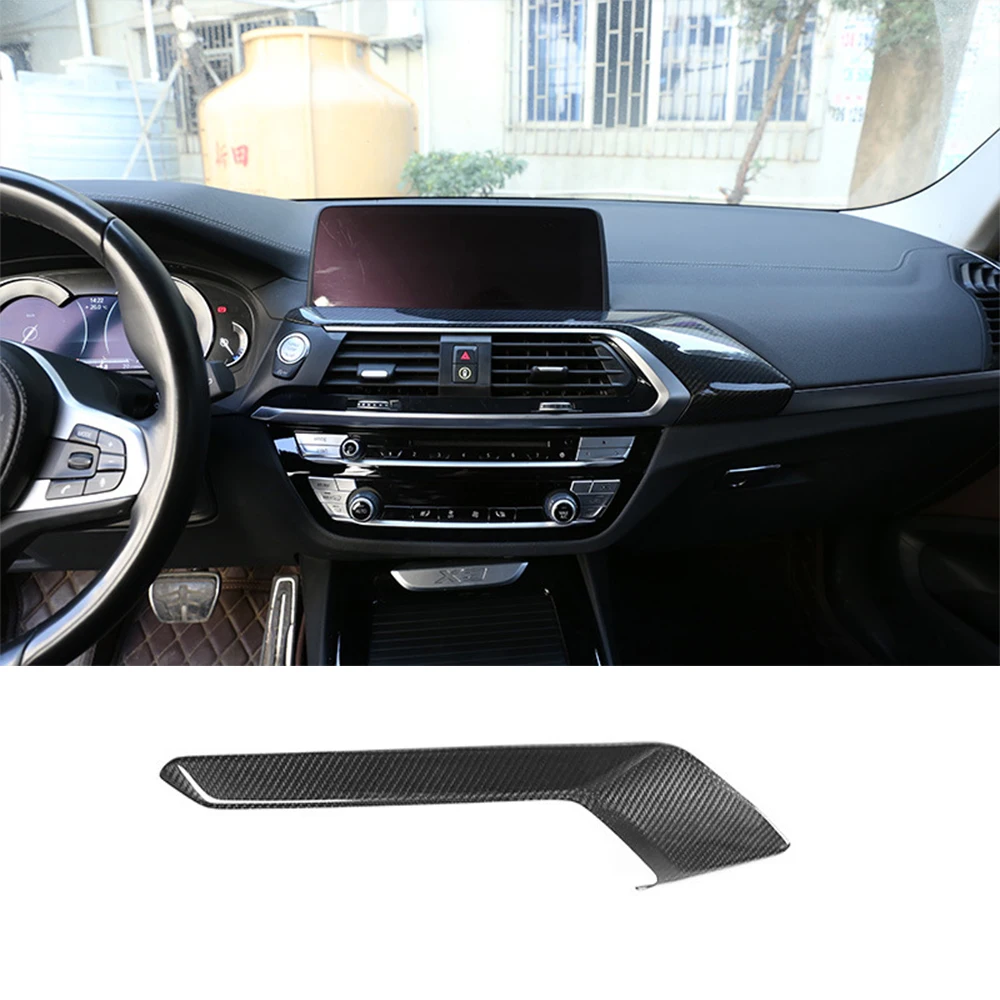 

Панель приборной панели из натурального углеродного волокна, отделка центральной консоли, подходит для BMW X3 G01 X4 G02 2018-2020, автомобильные аксе...