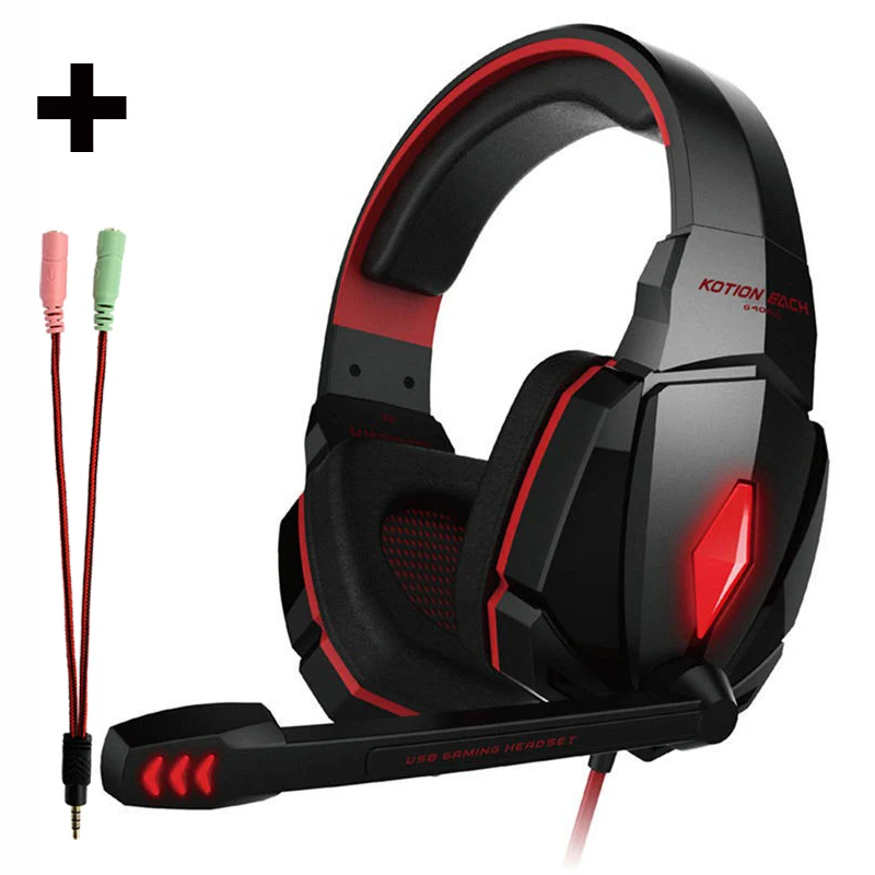 Headphone and Cable Большие проводные игровые наушники для компьютера пк с микрофоном шумоподавлением игровая гарнитура для компьютера компьютерные наушники игровые - Цвет: Headphone and Cable