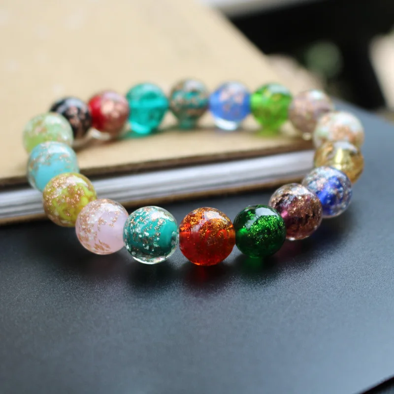 10 шт./лот 12 мм лэмпворк стеклянные светящиеся бусины со сверкающим песком