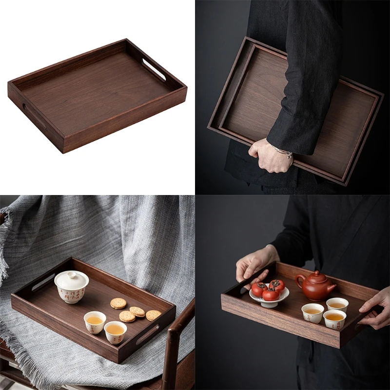 

Деревянный поднос с ручкой прямоугольник завтрак суши закусочный хлеб десертная тарелка для торта для дом домашний декор T8NE