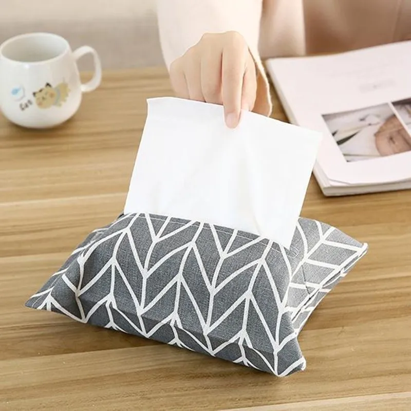 

1PC Cute Cartoon tissue box home living room Cotton and linen cloth drawer tissue bag Car creative storage cover