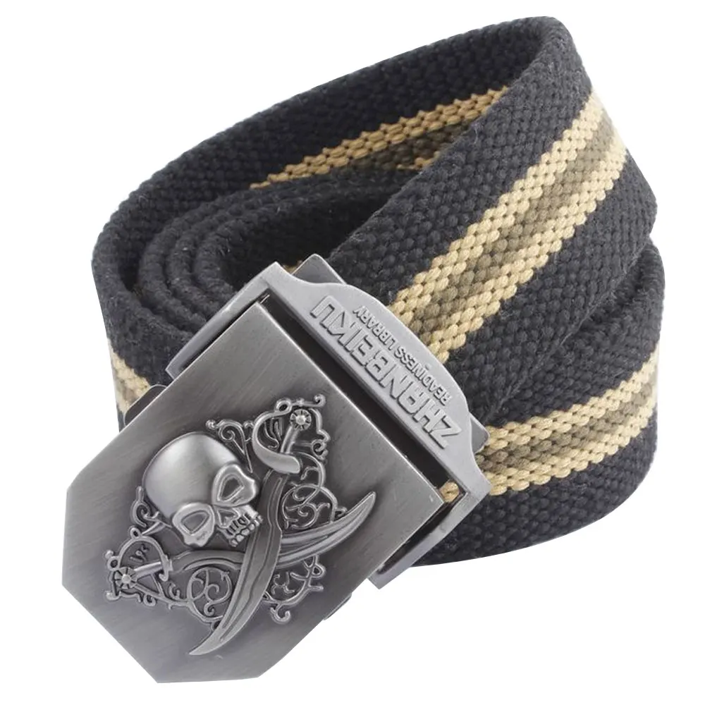 Ремень парусиновый мужской Модный повседневный брезентовый с 3d рисунком пиратов