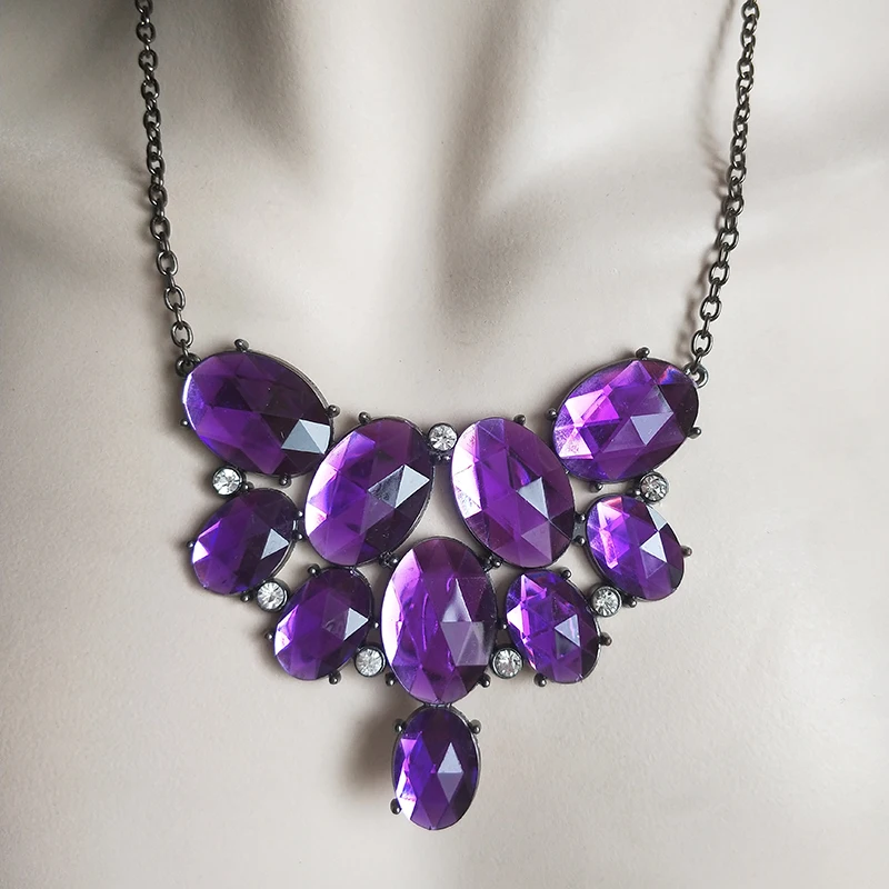 2019 Новый Бронзовый сшитый Овальный голубой кристалл для женщин кулон подарок