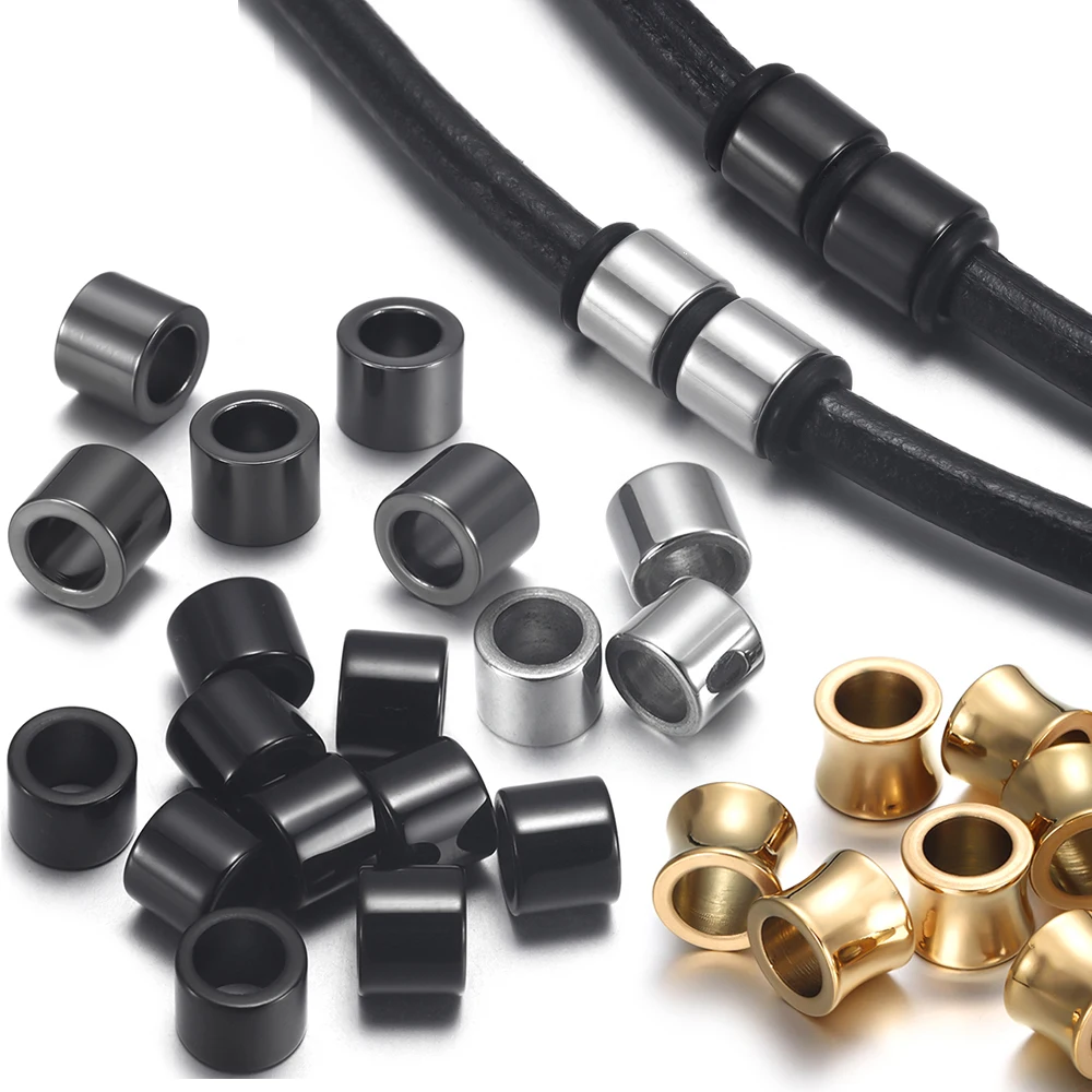 10 Pieces Stainless Steel 6.5mm Large Hole Spacer Hair Beard Beads for Paracord Knife Lanyard Jewelry Accessories and Leather Bracelet DIY Work image 4
