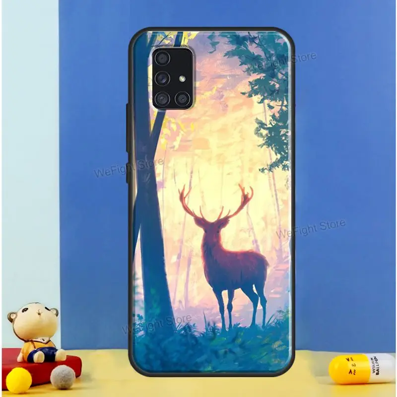 Deer Silhouette Painting Case For Samsung Galaxy A52 A12 A22 A32 A42 A72 A52S A21S A50 A70 A11 A31 A71 A51 Cover | Мобильные