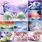 Алмазная 5D картина MEIVN сделай сам, полноразмерная вышивка с лебедями в виде животные со стразами