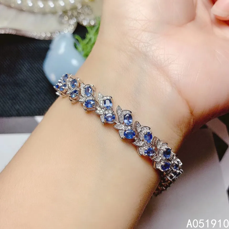 

KJJEAXCMY boutique jewelry 925 sterling silver inlaid Natural sapphire fine ladies Bracelet support detection noble