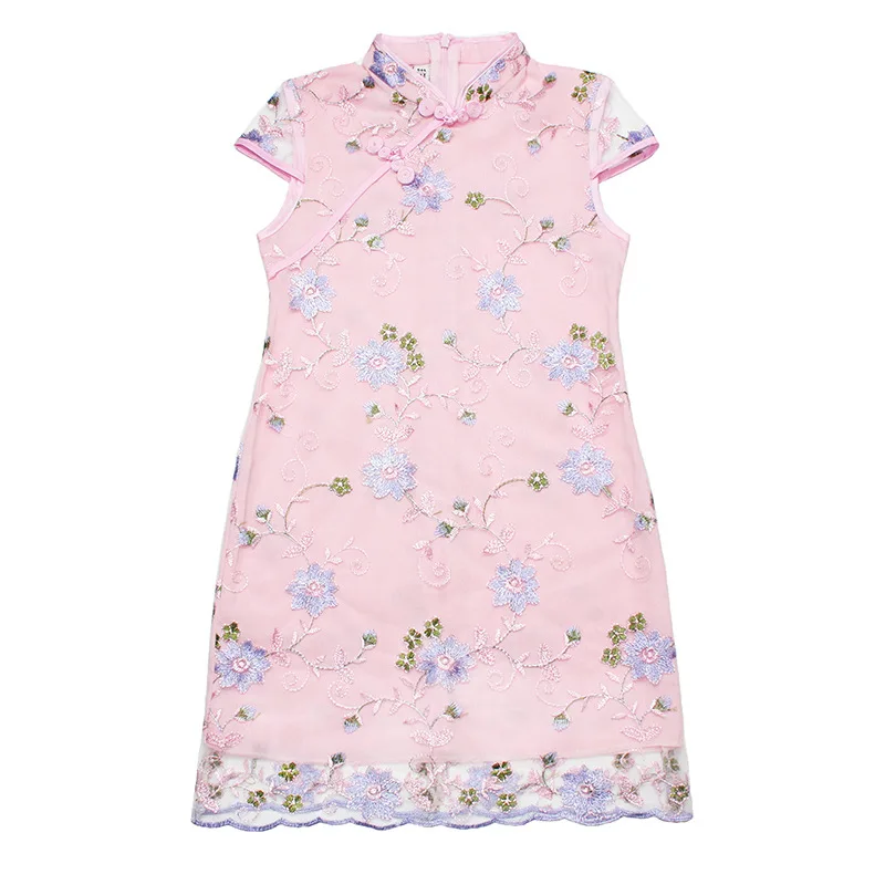 Шелковое платье Ципао для маленьких девочек детское китайский новогодний костюм