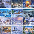 5D DIY зимний пейзаж, алмазная живопись стразы, искусство, вышивка, наклейка на стену, подарок, мозаика, Набор для вышивки
