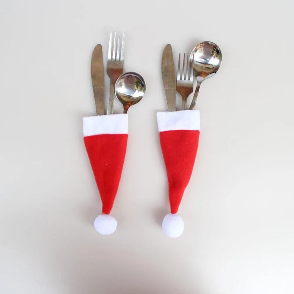 6pcs Decorative Christmas Hat For Cutlery Holder Table Decorations Dinner Party Home Gift Drop Shipping Tableware Fork set @40 | Дом и сад