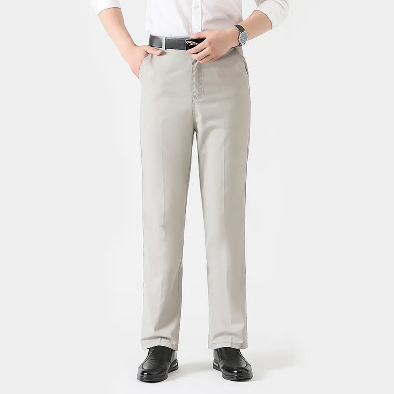 Light Gray Модные новые мужские брюки прямые свободные повседневные брюки классические деловые повседневные брюки модные мужские брюки для отдыха - Цвет: Light Gray