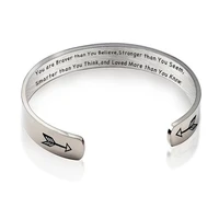 2022 silver bracelet 10mm stainless steel c shaped open arrow bracelet you are braver bracelet for friends steel jewelry