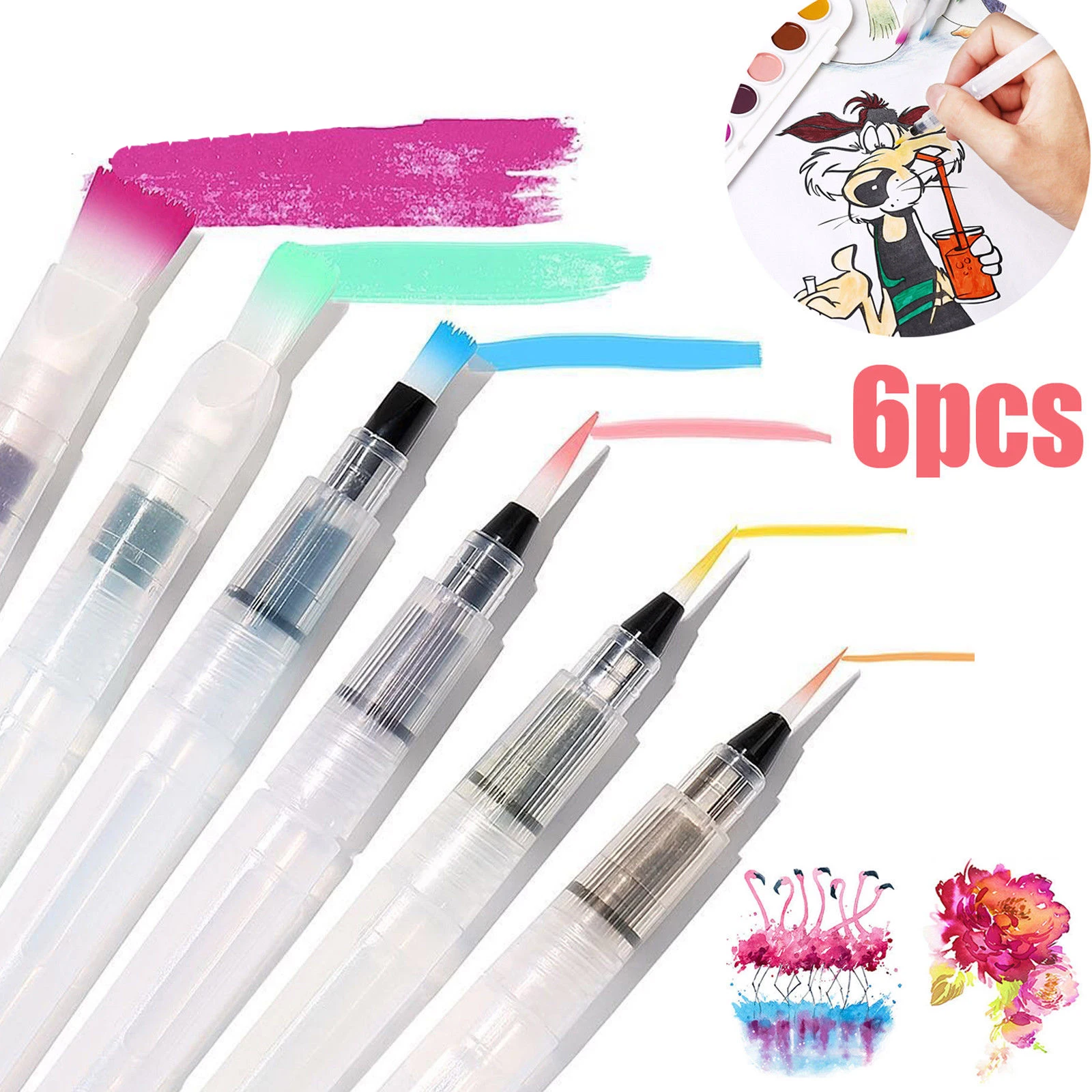 6 шт./компл. кисти для рисования акварелью маркер большой емкости ручка кисть