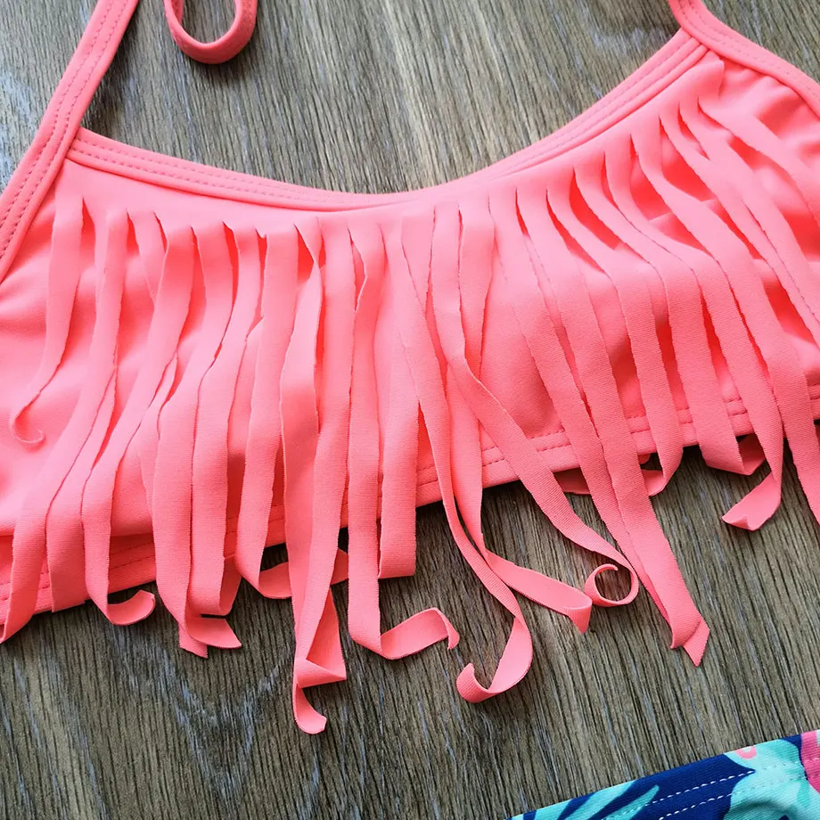 Купальник От 8 до 14 лет с кисточками для девочек детский купальник бикини