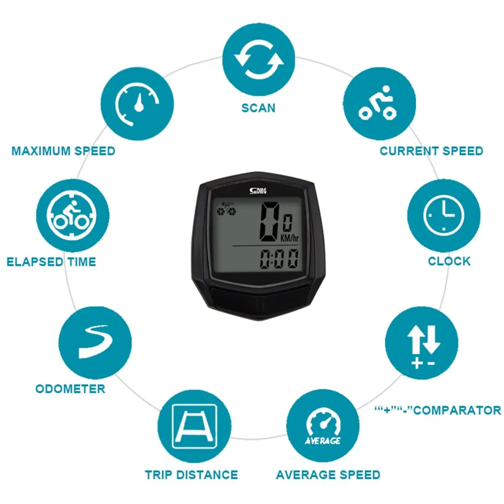 SUNDING Bike Wired Stopwatch Bicycle Multifunction Computer Speedometer Odometer Sensor Outdoor Sport Accessories SD-581 |