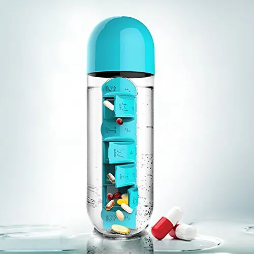 

600ml Sport Water Bottle with Built-in Daily 7 Daily Pill