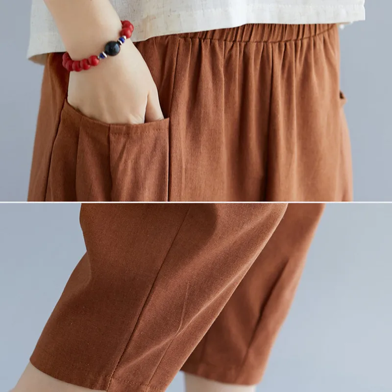 

Johnature 2021 Summer Casual Womens Two Pieces Sets New Vintage Button Top And Elastic Waist Ankle-length Pant 2 Colors Sets