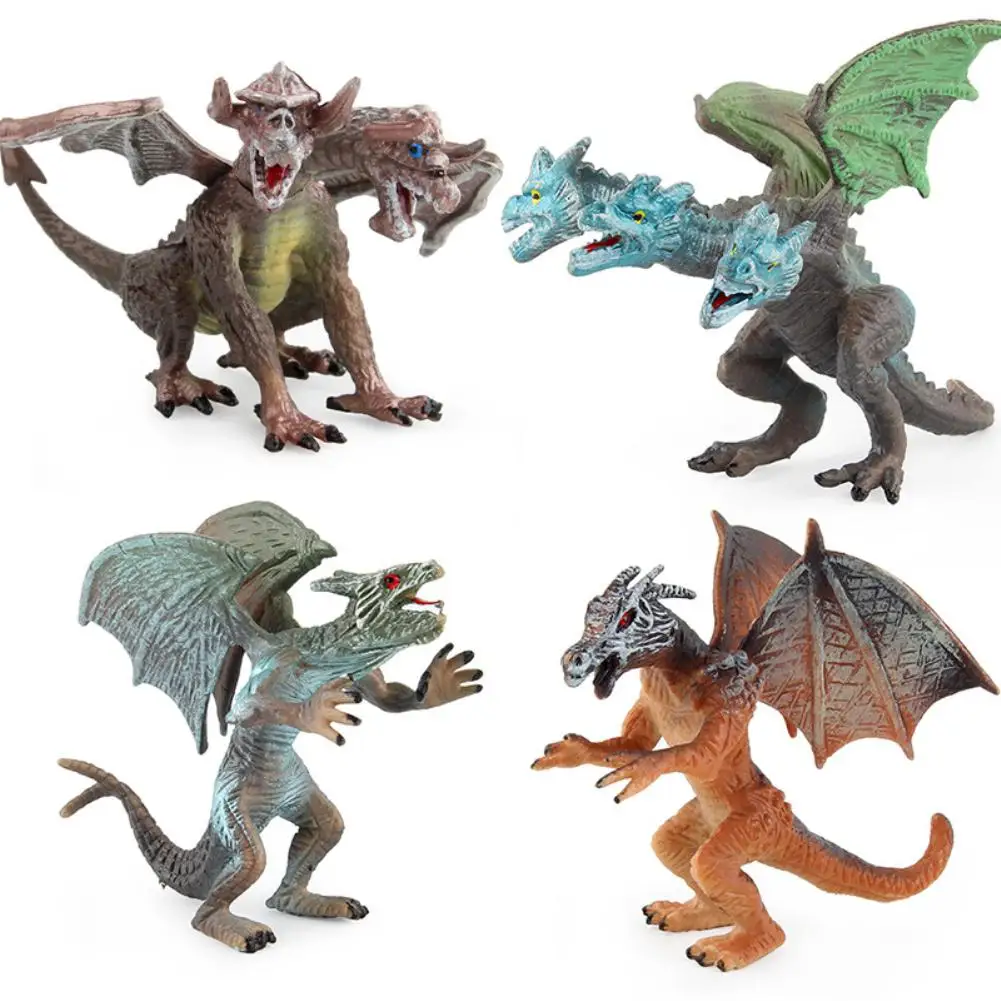 

RCtown 4pcs/set Flying Dragon Model Double-headed Dinosaur Shape Decoration Toy Educational Kids Children Gift