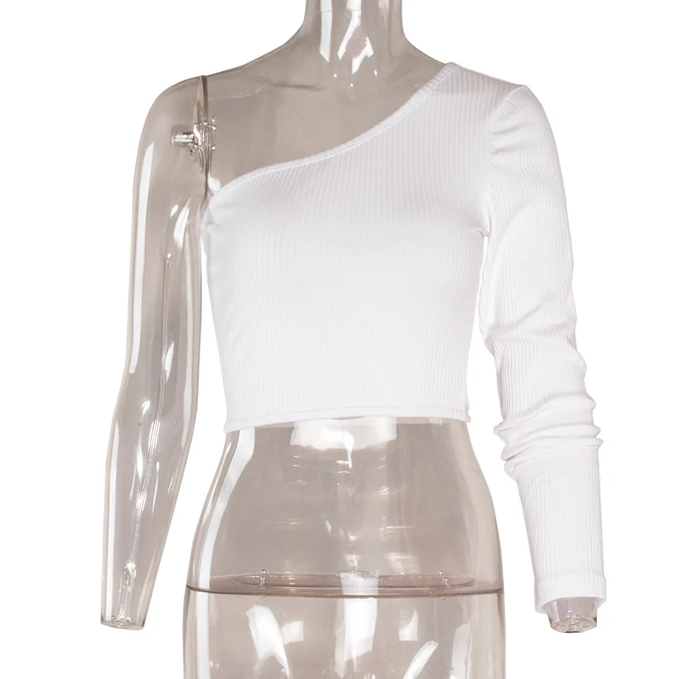 Women Off Shoulder Sexy Female Knitted Crop Top White Black Tops Streetwear Elastic Short T shirt Knitting Cropped Camis Tees | Женская