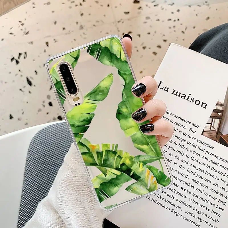

green leaf Phone Case Transparent for Samsung A71 S9 10 20 HUAWEI p30 40 honor 10i 8x xiaomi note 8 Pro 10t 11