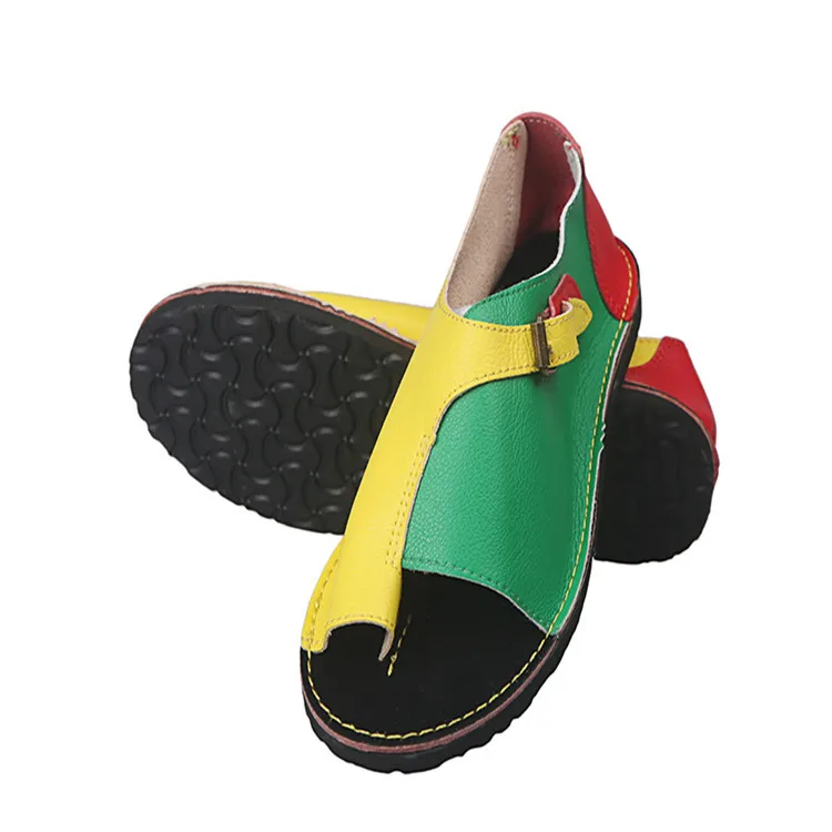 

pointshoes 34-43 Large Size Sandals Women Flat Bottom Color Matching Buckle Toe Fish Mouth Shoes Woman Personality Roman Shoes