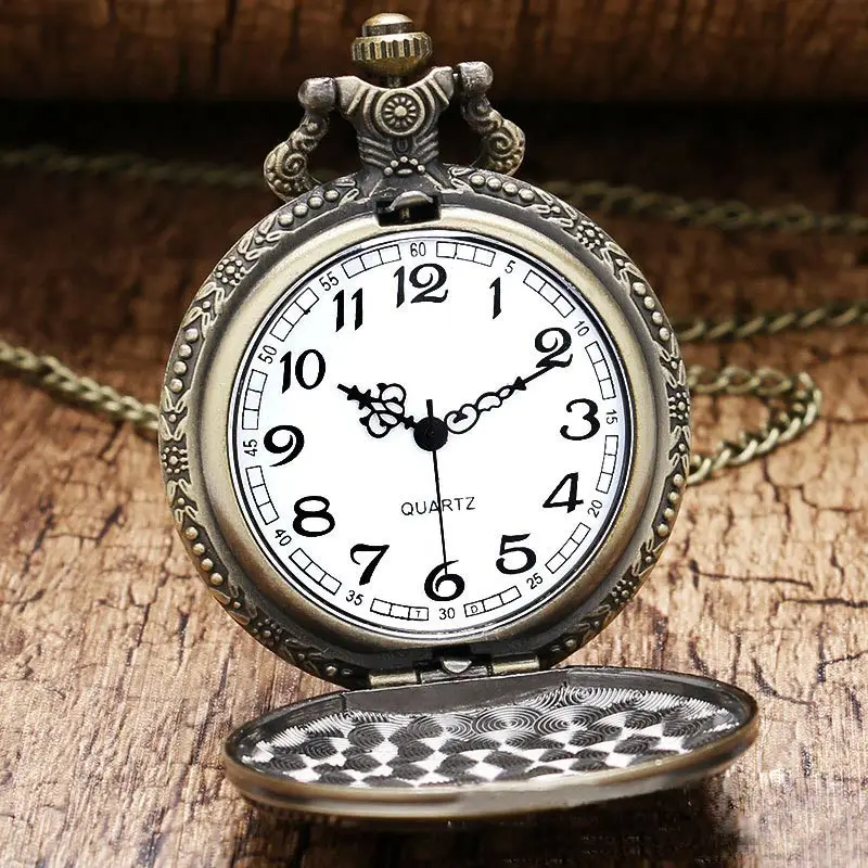 Fashion Vintage Pocket Watch Alloy Roman Number Dual Time Display Clock Necklace Chain Watches Birthday Gifts Retro Hours Clock