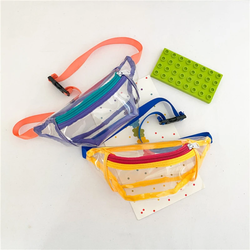 

Baby Pures and Bags PVC Transparent Kid Fanny Pack Boy Pillow Shipping Bags for Kids Clear Belt Bag Girls Waist Packs