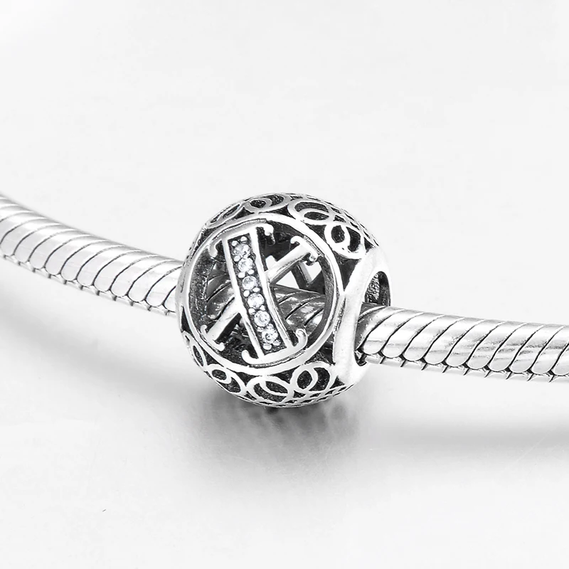 Модный подарок очаровательный Алфавит X из стерлингового серебра 925 пробы с