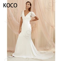 macdougal wedding dresses 2022 simple v neck chiffon beach party bride mermaid gown elegant vestido de novia civil women skirt
