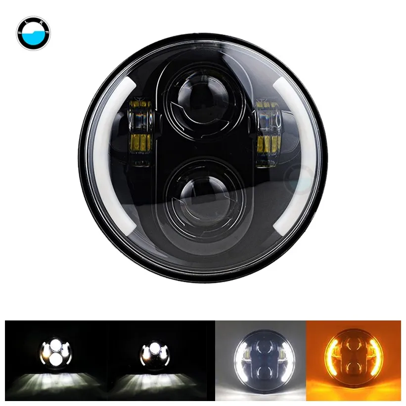 1 pcs black light Универсальный черный 5,75 Светодиодный фонарь 5 3/4 дюймов белый Янтарный Halo для Sportster 883 XL1200 Железный Dyna 5 3/" кронштейн для фар - Цвет: 1 pcs black light