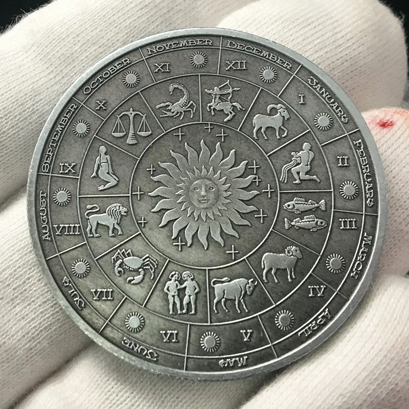 Двенадцать созвездий зодиака серебряные памятные монеты Овен Таро желания