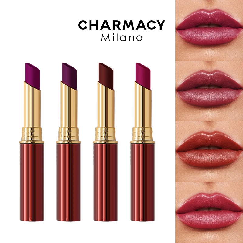 

CHARMACY Red Matte Lipstick 24H Easy to Wear Non-stick Cup Waterproof Durable Lipstick Pumpkin Lip Makeup Women's Cosmetics