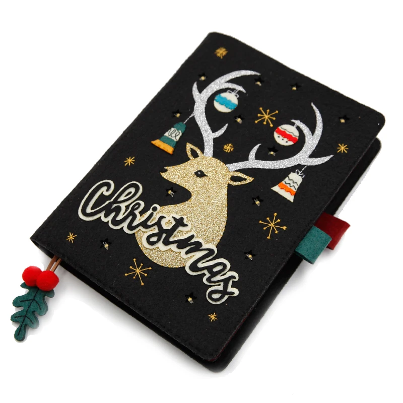 Фетровая Обложка для блокнота A5 светильник кой ручная работа Рождественский