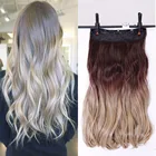 Наращивание волос AOSIWIG, прямые волосы, 24 дюйма, 5 клипс, черныекрасные, Омбре, синтетические волосы