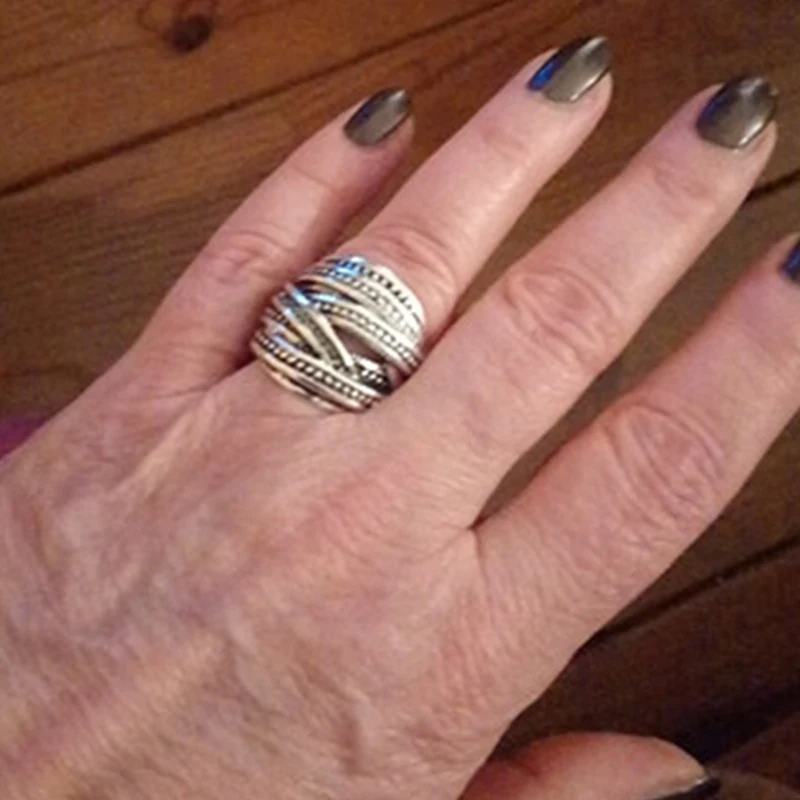 Женские винтажные кольца с крестом Серебряное регулируемое обручальное кольцо