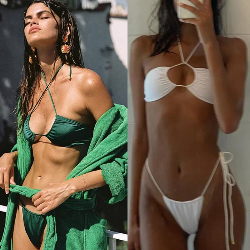 

Folds Bikini 2021 Swimsuit Push Up Bikini Set Bathing Suit Women Swimwear Solid Color Bikinis Sexy Biquini Beachwear Swimsuits