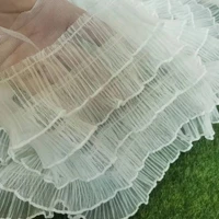1m pleated tulle mesh lace fabric white ribbon guipure craft 18cm stack lace trim wedding sewing trimmings embellishments lt4