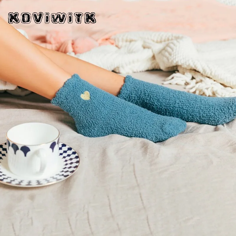 Women's Cotton Thickening Cashmere socks for women ladie Love Fluffy girl Breathable Warm Casual short sock female women Art sox