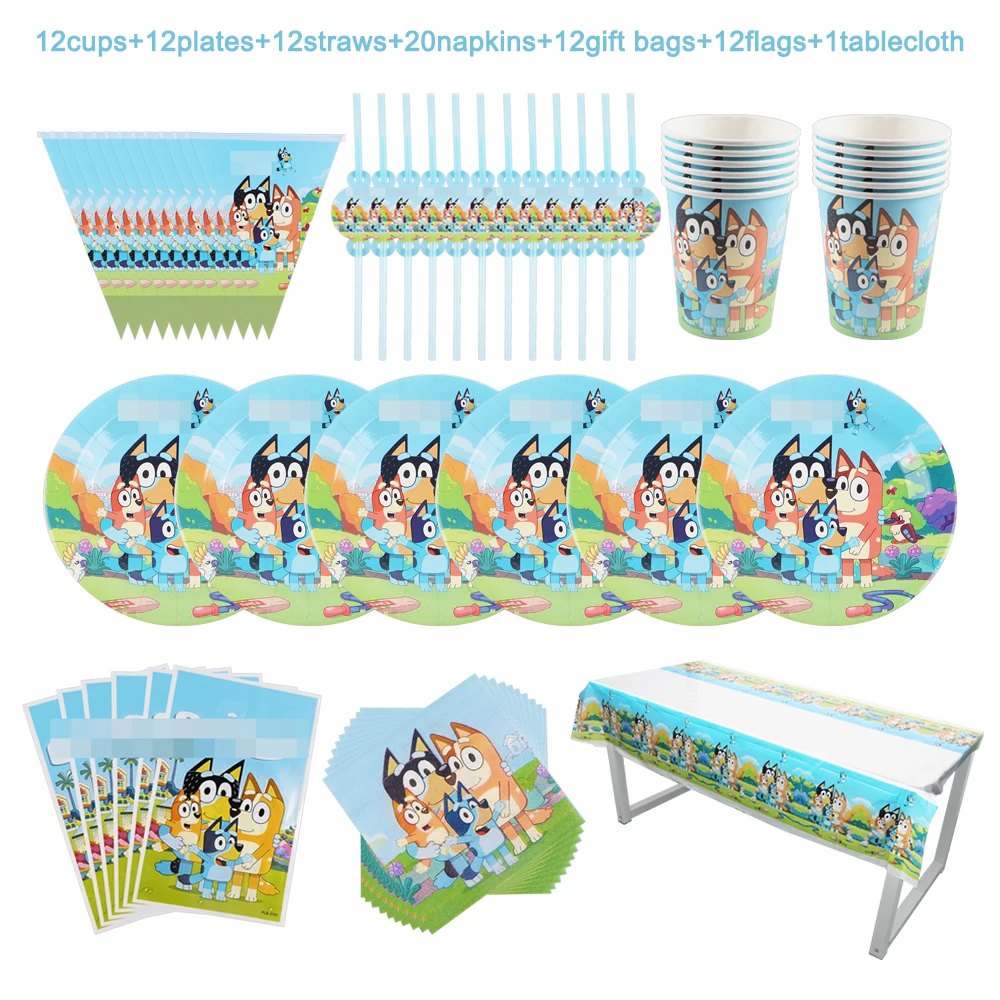 

Cartoon Blue Bruy Birthday Party Decoration High Quality Baby Shower Disposable Tableware Cups Plate Napkin Tablecloth Kids Like