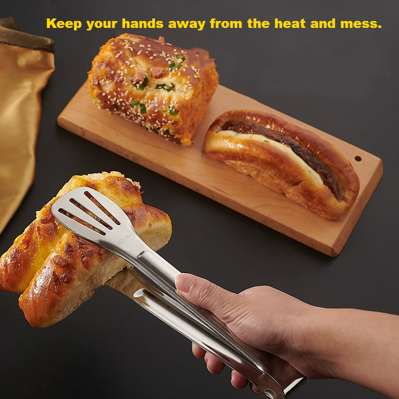 

Stainless Steel Food Tongs Kitchen Utensils Buffet Cooking Tool Anti Heat Bread Clip Pastry Clamp Barbecue Kitchen Steel