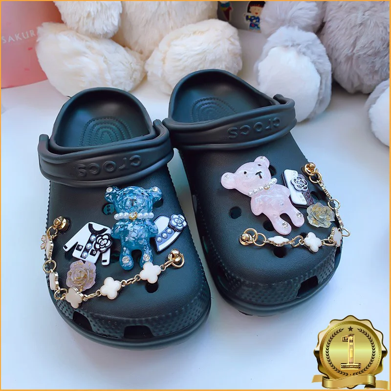 Cool Jelly Bear Croc Charms Designer DIY Metal Chain Shoe Decoration Charm for CROC JIBS Clogs Kids Boys Women Girls Gifts