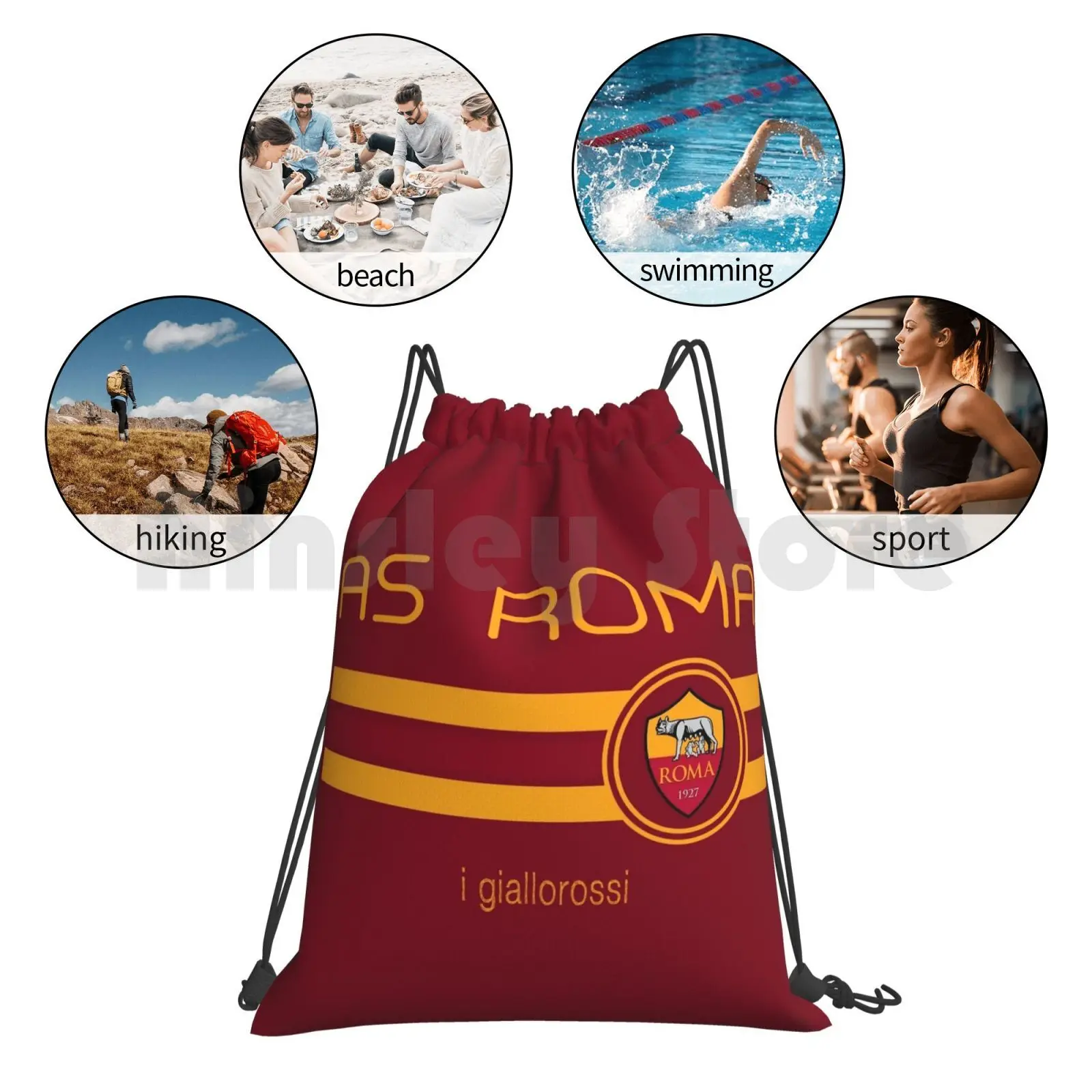 

( Home Dark Red ) Backpack Drawstring Bag Riding Climbing Gym Bag Football I Totti Italia Italy Soccer 2016 2017 Unique