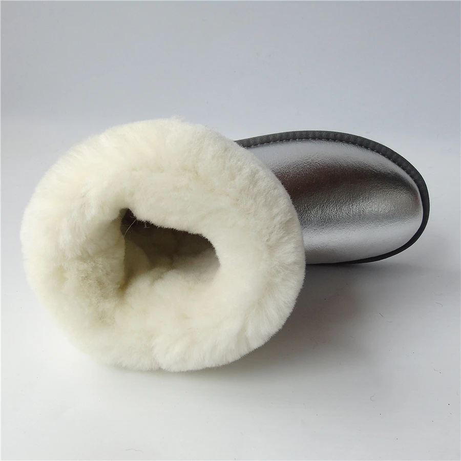 

Genuine Sheepskin Boots Australia Women Sheep Wool Boots Winter Snow Boots Waterproof Leather Non-Slip Mid-Calf Women's Shoes
