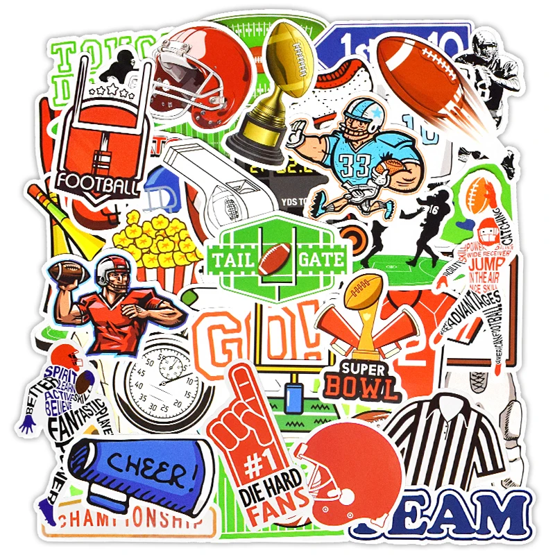 

50PCS Rugby Sports Sticker GAME DAY Football Theme Party Waterproof Stickers Gift DIY Laptop Suitcase Car Stickers and Decals F4